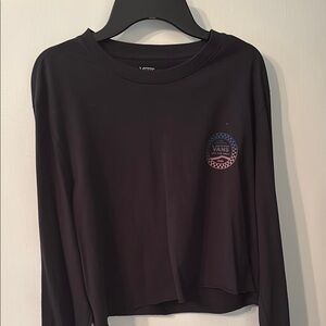 Vans Black Crop Long Sleeve Shirt with Multicolor Logo
